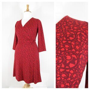 Lands End Womens Plus Size Red Faux Wrap A-line Fit & Flare Dress Size XL 18